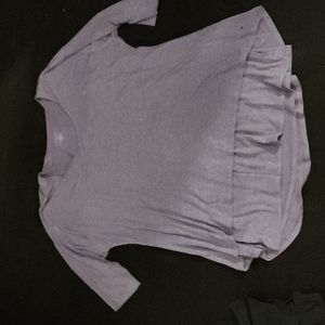 New Lane Bryant purple long shirt double layer inside tank top same color 18/20